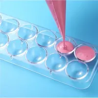 14 holes Half Ball 3D Polycarbonate Chocolate Moulds Chocolate Candy Bars Molds Plastic Tray Baking Pastry Bakery Tools