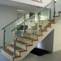 Interior Tempered Glass Stainless Steel Square Balustrade Railing Stair Handrail Design