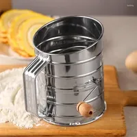 Baking Tools Stainless Steel Cup Flour Sieve Kitchen Strainer Hand-cranked Oblique Graduated Pastry Utensil Accessories