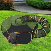 Outdoor Cat Enclosures, Cat Playground Portable Mesh Tent, Outside Circle Playpen Tunnel for Kitty, Rabbit, Puppy and Small Animals