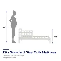 Kids Wood Toddler Bed with Safety Guardrails, White
