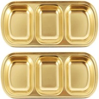 Viable Japanese Stainless Steel Sushi Soy Sauce Dish Barbecue Cooking Dish Condiment Dip Bowls with 1/2/3/4 Racks