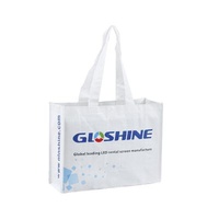 Best selling eco-friendly bopp handled customized printing gift shopping cute white pp woven bag