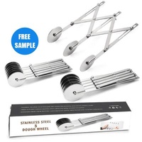 6 Wheel Pastry Cutter Wheel Multi-round Knife Rolling Pastry Dough Divider Pizza Slicer Stocked Expandable Baking Tool
