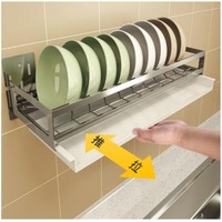 Wall Mounted Kitchen Tray Rack 5cm Guardrail With Drain Board Dish Drainer