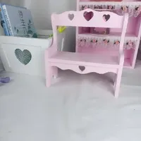Storage Holders Racks Pink Wooden Chair Makeup Small Chair Home Desktop Decoration Storage Rack Heart-shaped Chair Po Props Home Accessories 230920