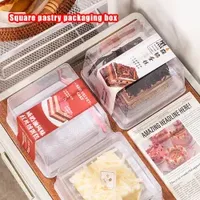 Square Pastry Box Black Forest Red Velvet Cake Transparent Plastic White Background Packing Box