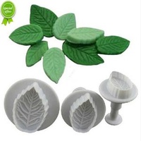 New 3Pcs/Set Cake Rose Leaf Plunger Fondant Decorating Sugar Craft Mold Cutter Cake Decorating Pastry Cookie Tools