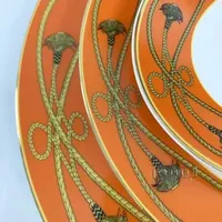 Dinnerware Sets Luxury bone Chinese plate and plate porcelain cake plate pastry fruit tray ceramic tableware steak dinner plate T240829