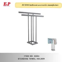 Enp Floor Towel Racks for Bathroom 2-Tier Double Bath Towel Holder 18/8 Stainless Steel Brushed Finish Standing Towel Rack