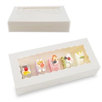 25 Pack Cardboard Recyclable Custom Cookie Paper Pastry Packaging Boxes With Clear Window Pop UP Style Bakery 12.5 Inch Donuts Boxes