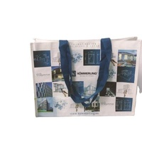 Eco-friendly custom bopp laminated pp woven shopping bag with strong pp webbing handles