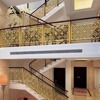 Asian custom design antique hand stair railings balcony baluster aluminum handrails for stairs premade gold metal stair indoor handrail