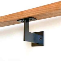 Modern Simple Wall Mounted Black Wood Handrails for Stair Railing Bracket with Square Base