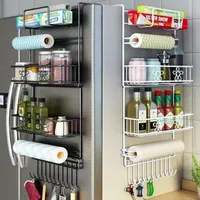 Storage Holders Racks 456 Layers Refrigerator Rack Kitchen Multifunctional Side Shelf MultiLayer Sidewall Spice Holder Napkin 230907