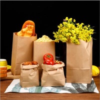 Recycled Materials Wholesale Brown Paper Square Bottom Bread Bag Baked Pastry Takeaway Food Bag Custom Doggy Bag