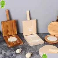 Baking & Pastry Tools New Wooden Dough Pressing Tool Presser Dumpling Skin Press Wrapper Making Mold Kitchen Baking Pastry Drop Delive Dh86K