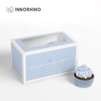 Biodegradable Take Out Box High Quality Mini Cupcake Pastry Muffin Food Bakery Pie Cake Packaging Gift With Window Logo Print Custom Design