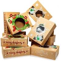 Cardboard Brown Kraft Pastry Cookie Boxes With Clear Window For Cake Presentation