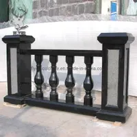 European Style Outdoor Decorative Architectural Natural Stone Carving Stair Balusters Black Marble Granite Balustrade Handrails