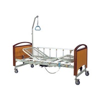Three functions, electric steel hospital bed with aluminum removable guardrails
