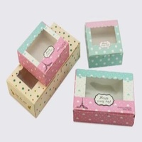White Card Paper Disposable 400gsm Donut Packaging Boxes With Clear Window For Bakery Bread Pastry