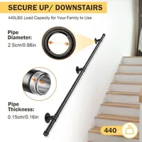 1-9M Secure Pipe Stair Handrails Staircase Indoor Outdoor Wall Balustrade Non-Slip Industrial Galvanized Steel Pipe Wall-Mounted