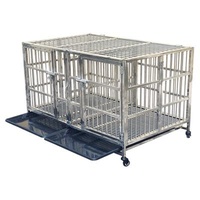 Breathable With Guardrail Customizable Size Double Door Pet Shop Display Dogs Single Layer Cage Cages Collapsible Dog Cage Stainless