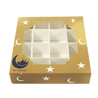 Golden Eid Mubarak Festival Candy Chocolate Pastry 16 Grid Ramadan Party Muslim Party Sweet Gift Box With Window
