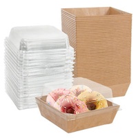 Custom Pastry Bakery Packaging Paper Boxes Transparent Cake Sandwich Cookie Dessert Box With Clear PVC Window Lid