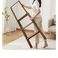 Solid Wood Folding Ladder with Handrail Home Safety Climbing Ladder Multi-functional Three-step Ladder Climbing Ladder Stool