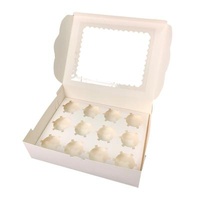 Recycled Materials Wholesale 12 Pack Cupcake Boxes White Cardboard Pastry Cup Cake Box Sweet Dessert Packaging With Window