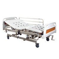 Powder coating electric hospital bed with folding steel guardrails