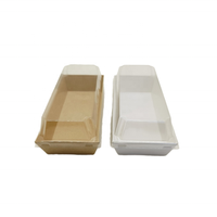 Kraft Paper Box Pastry Dessert Cake Rectangular Takeaway Sushi Tray With Clear Lid