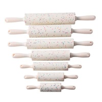 Color Viable Particles Silicone Non-Stick Pins With Handle Plastic Pastry Tools For Kidsplastic Pin