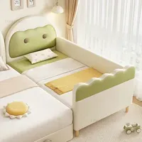 Nordic Solid Wood Children Beds for Baby Dinosaur Soft-packed Kids Bed with Guardrails Light Luxury Creative Child Bed for Hotel