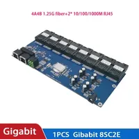 10/100/1000M 8 SC 2 RJ45 utp Gigabit Ethernet switch Ethernet Fiber Optical Media Converter 8 Port 1.25G SC PCBA board 5V3A