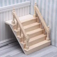 New Dollhouse Mini Wooden Handrail Staircase Miniature Scene Solid Wood Staircase Furniture Model Decoration