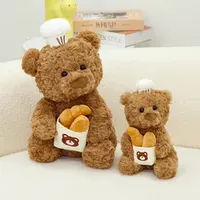 Wholesale Price OEM Manufacturer Personalized Peluche Custom Design Super Soft Stuffed Plush Toys Pastry Bakery Chef Sitting Brown Teddy Bear Factory