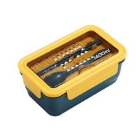 Sustainable Wheat Straw Lunch Box 3 Racks 1 Fork and Spoon Microwave Carrying Case Student Office Worker Take Away Packing Crates