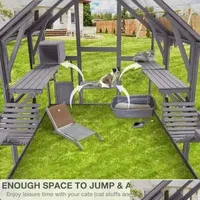 Cat Backpacks Carriers Large Catio Outdoor Enclosures Wooden House With Sleeping Houses Bridges Walks Uv Proof Cover 74 H 110 L Dro Dh1Ch