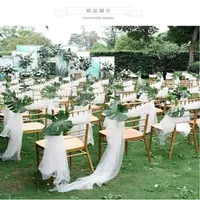 no chair no flowers)Wedding wedding chair yarn bamboo chair chair decorative white gauze cloth condole top organza wedding stair handrail yarn