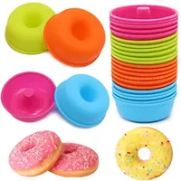 16PCS Bright Colors Round Silicone Donut Mold Compact Reliable Durable Muffin Cupcake Pudding Pan Pastry Doughnut Baking Mould 240729