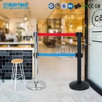 Heavybao Crowd Control Post Stainless Steel Tube Ribbon Retractable Guardrail