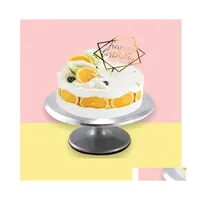 Baking Pastry Tools Birthday Cake Stand Set Turntable Professional Decorating Nonslip Sile Mat Rotating Drop Delivery Home Garden Dhcmr