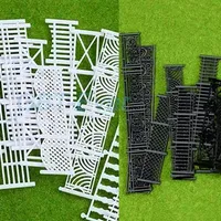 5Pcs Fences Plastic/Wooden Guardrail Architectural Model Sand Table Landscape Railing Creative Decorative Item Black/White Fence
