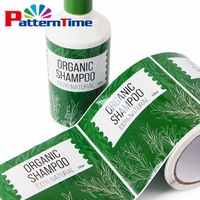 Custom Waterproof Logo Cosmetics PET Vinyl Glossy Bopp Silver Foil Shampoo Stickers Roll Printing Packaging