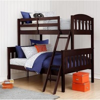 Modern No Needed Box Spring Twin Over Full With Drawers Black Solid Wood Bunk Bed With Ladder And Safety Guardrails For Kids