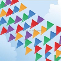 Rainbow Color Plastic Triangle Flags Hanging Warning Pennant For Opening Ceremony Wedding Pavement Guardrail