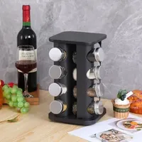 Seasoning Bottle Set Rotating Racks Kitchen Spices Carousel Tower Household Foods Tank Frame Revolving Condiment Rack Organizer